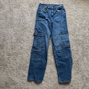 American Eagle Stretch Super High Rise Baggy Straight -6 Long